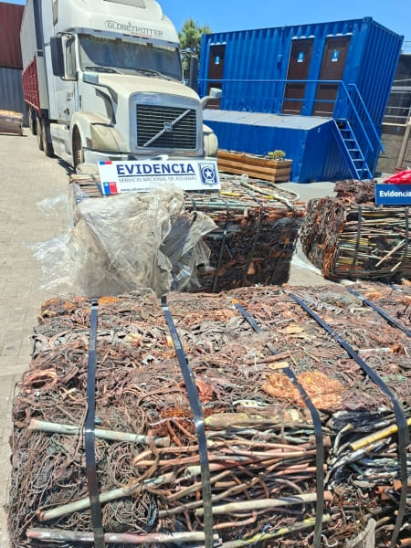 Caen 600 kilos de cable de cobre robado que iban a salir por el puerto de Arica