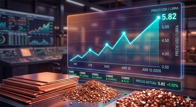 Cobre cierra la semana en alza a US$ 5,74 la libra